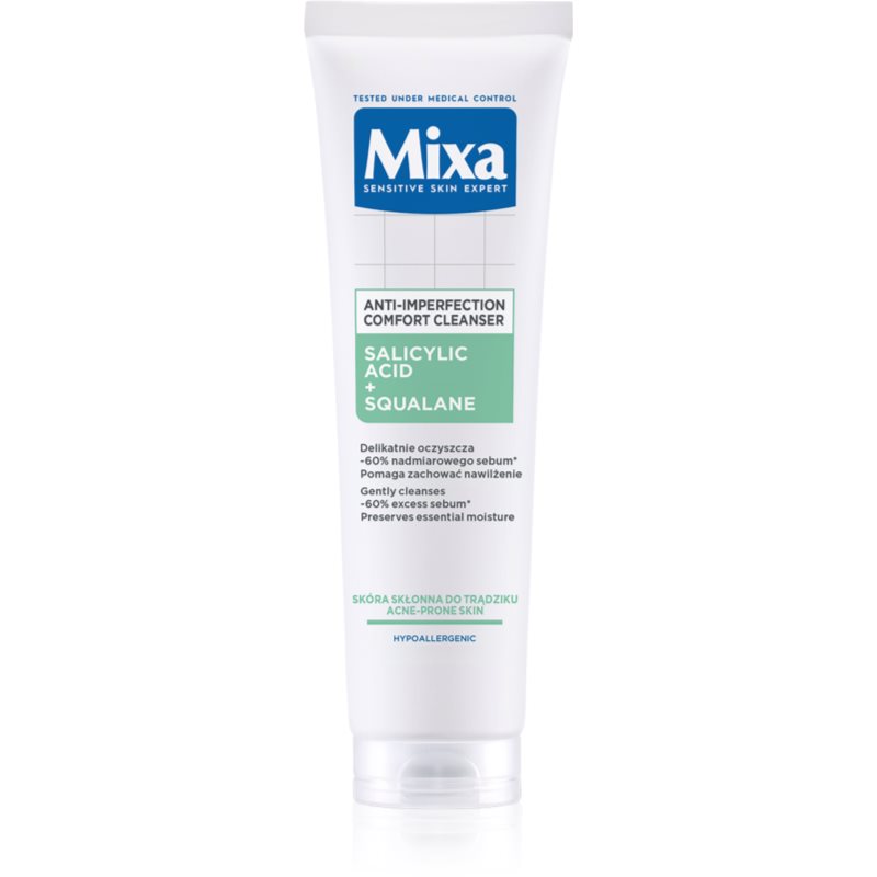 Mixa Anti-Imperfection Comfort Cleanser Reinigungsgel für das Gesicht für Unvollkommenheiten wegen Akne Haut 150 ml