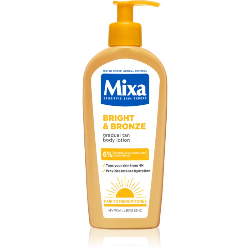 Mixa Bright & Bronze výživný telový krém pre postupné opálenie 250 ml