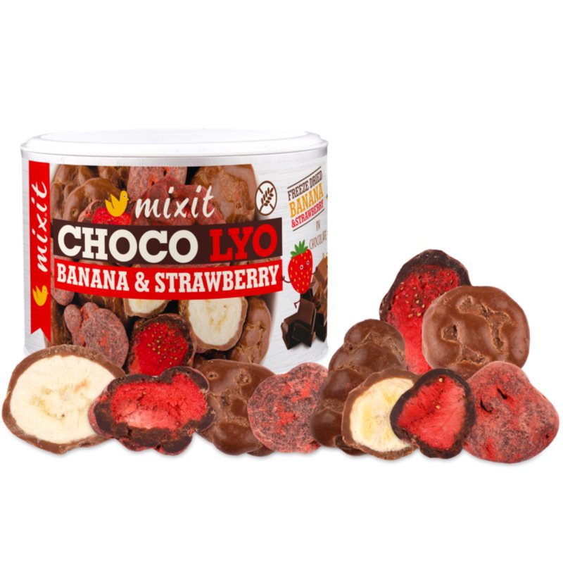 MIXIT Choco Lyo Banana & Strawberry mrazom sušené ovocie 150 g