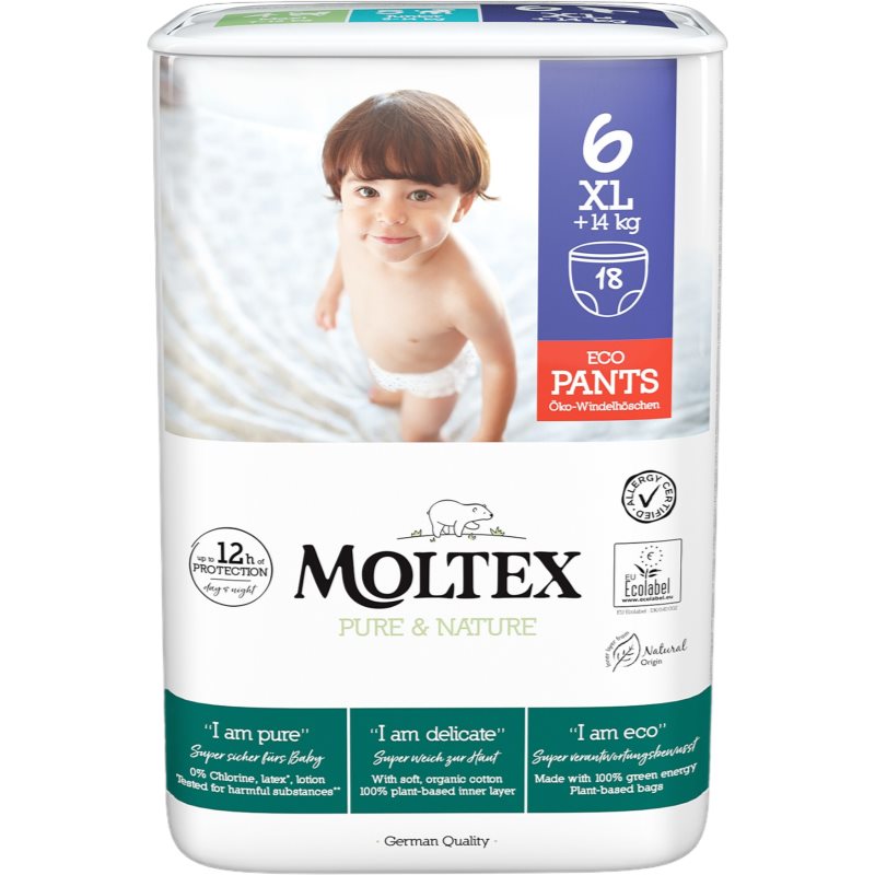 Moltex Pure & Nature XL Size 6 jednorazové plienkové nohavičky 14+ kg 18 ks
