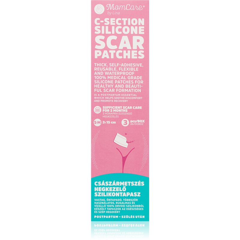 MomCare by Lina C-Section Silicone Scar Patches silikonové náplasti na jizvy po císařském řezu velikost S-M 3x15 cm 3 ks