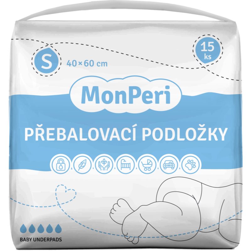 MonPeri Baby Underpads Size S previjalne podloge za enkratno uporabo 40x60 cm 15 kos