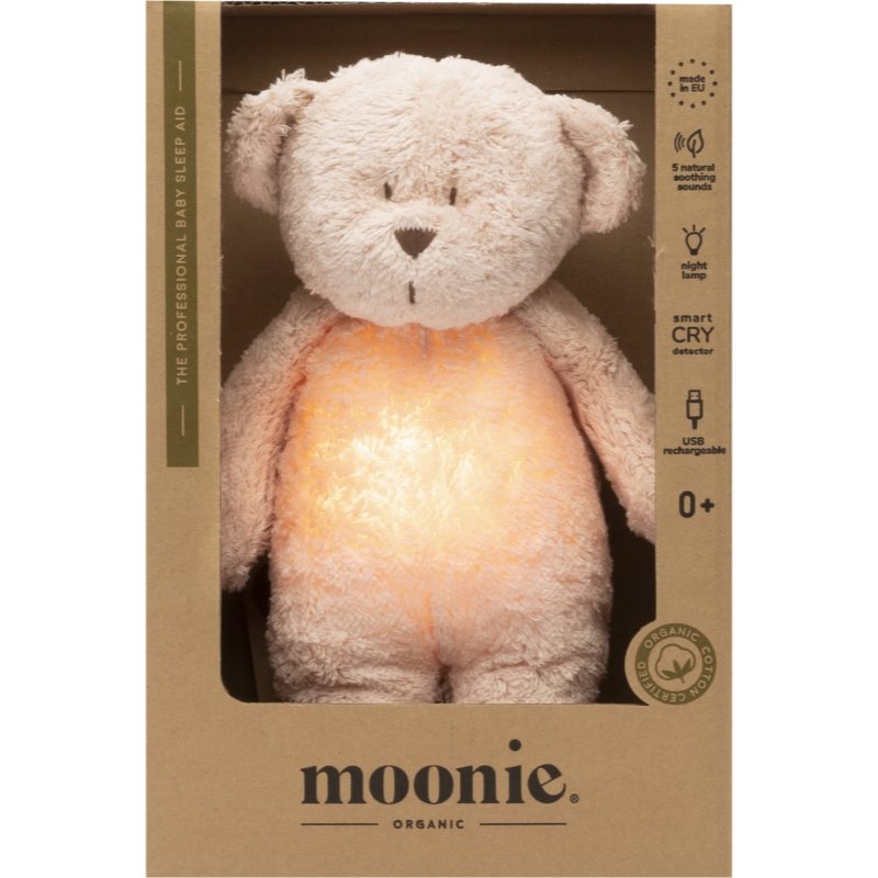 Moonie Bear 2.0 Organic Rose knuffeldoekje met muziek 1 st
