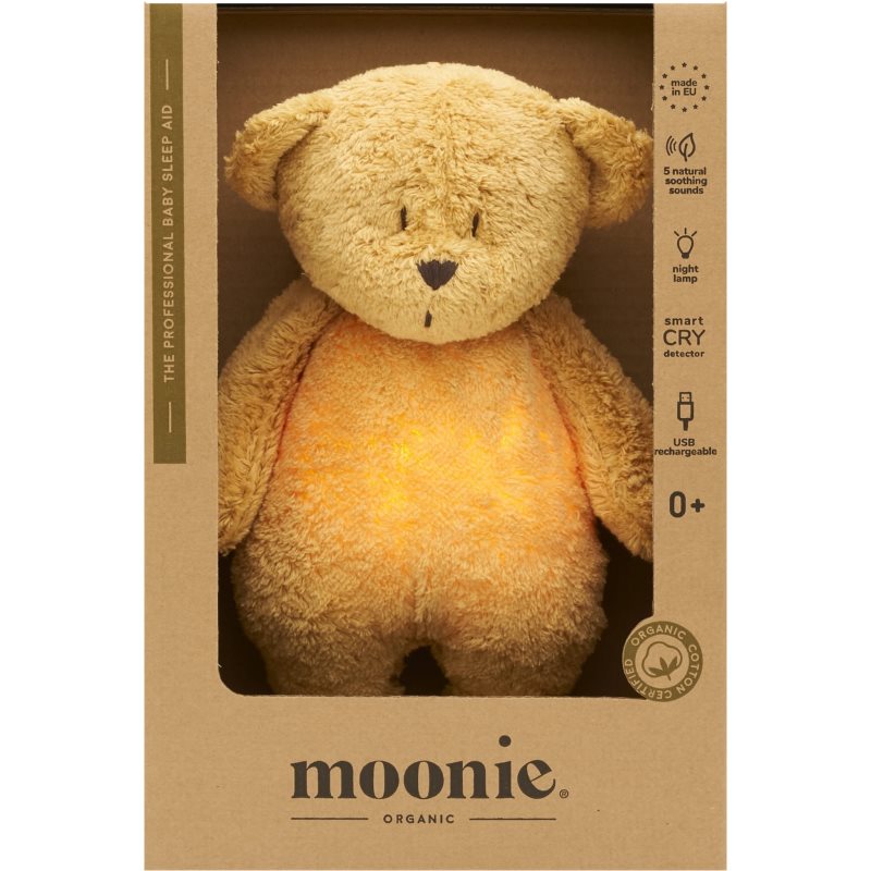 Moonie Bear 2.0 Organic Honey knuffeldoekje met muziek 1 st
