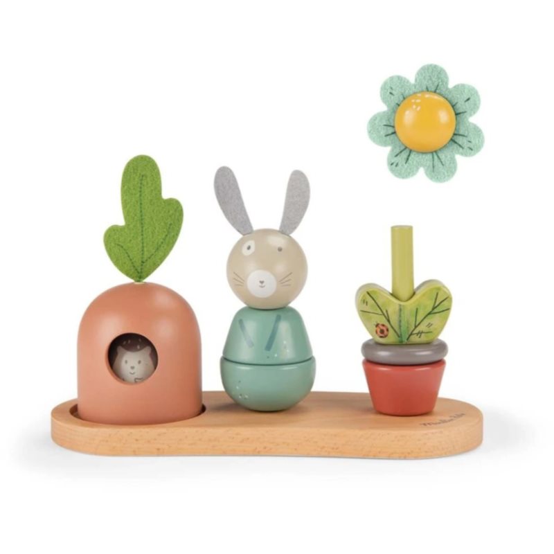 MOULIN ROTY Wooden Stack Up Toy Trois Petits Lapins aktivity hračka z dreva 12m  1 ks