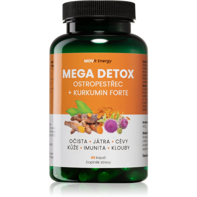 Movit Energy Mega Detox Pestrec + Kurkumín výživový doplnok na detoxikáciu tela a podporu aktivity pečene 60 cps