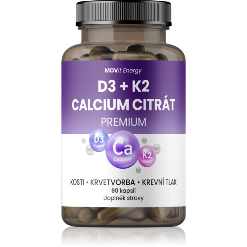 MOVit Vitamin D3 1000 IU + K2 75 mcg + Vápník Citrát 90 kapslí