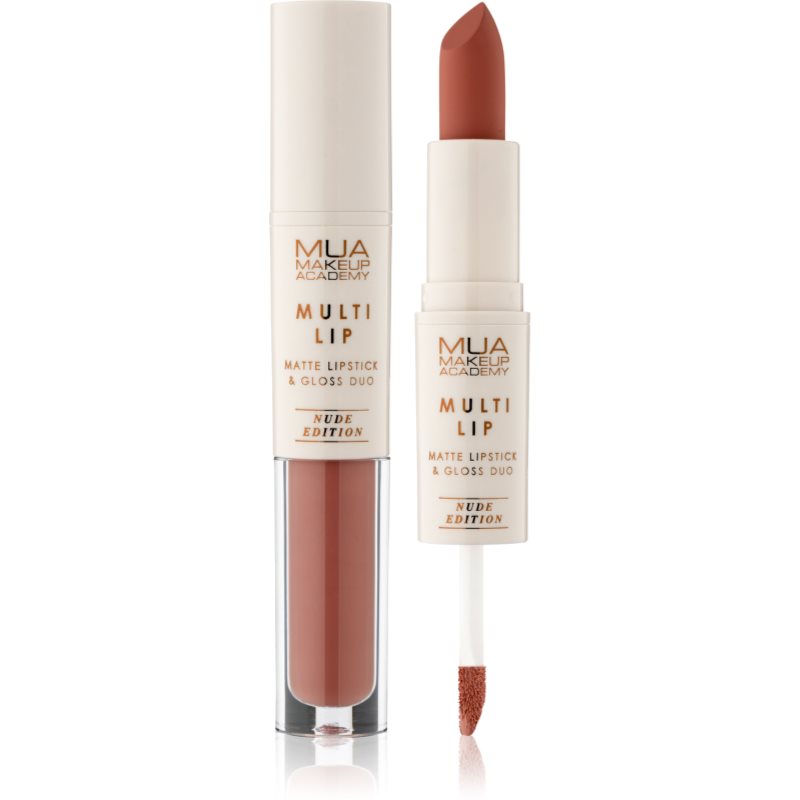 MUA Makeup Academy Multi Lip Nude Edition Langaanhoudende lippenstift en lipgloss Duo Tint Classic 3.2 g
