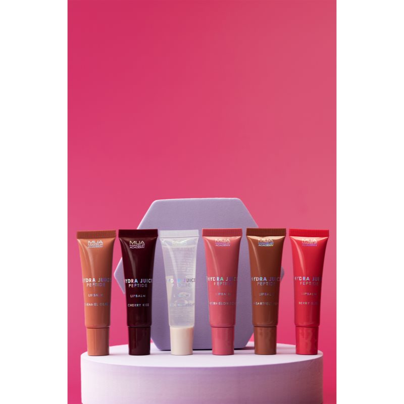 MUA Makeup Academy Hydra Juice Peptide Lip Balm hydratačný balzam na pery pre lesk vône Coconut Sugar 10 ml