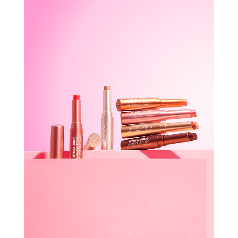 MUA Makeup Academy Hydra Juice Peptide Shimmer Lip Stylo trblietavý rúž s vyživujúcim účinkom odtieň Raspberry Jam 1.5 g