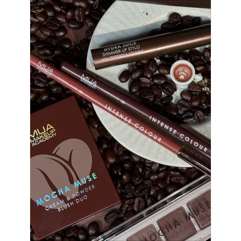 MUA Makeup Academy Hydra Juice Peptide Lip Balm hydratačný balzam na pery pre lesk vône Mocha Muse 10 ml