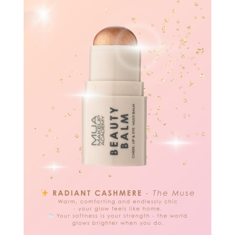 MUA Makeup Academy Beauty Balm krémový rozjasňovač v tyčinke odtieň Radiant Cashmere 4 g