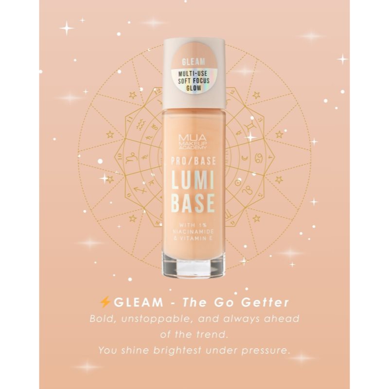 MUA Makeup Academy PRO/BASE Lumi Base rozjasňujúca podkladová báza pod make-up odtieň Gleam (Cool) 33 ml