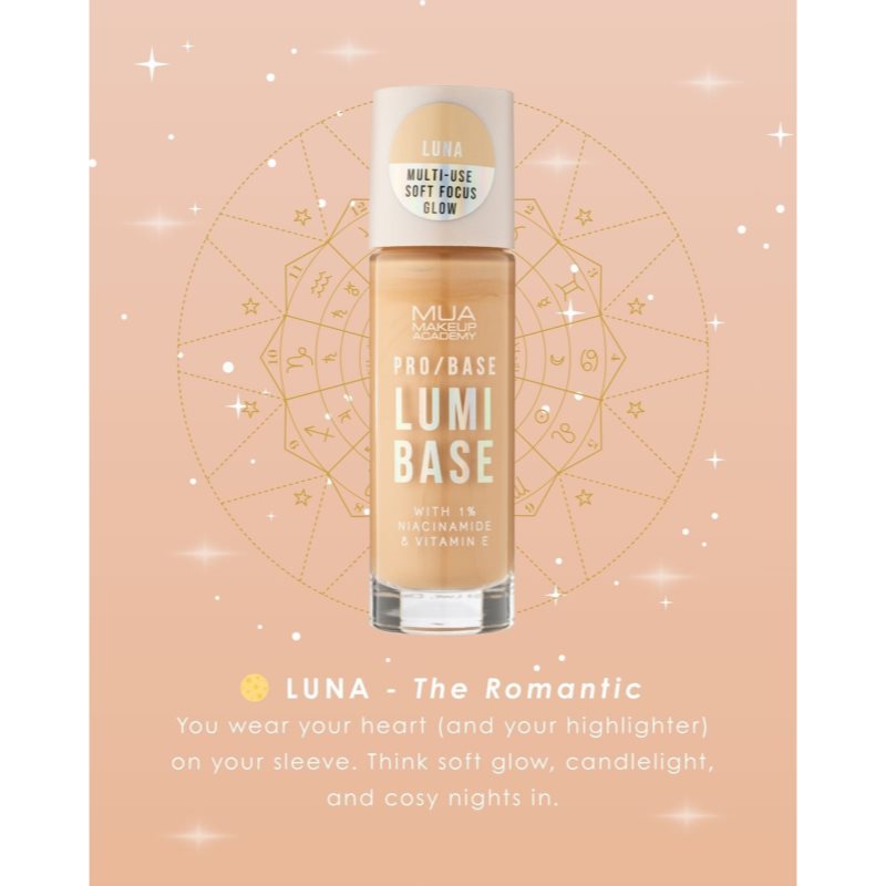 MUA Makeup Academy PRO/BASE Lumi Base rozjasňujúca podkladová báza pod make-up odtieň Luna (Cool) 33 ml