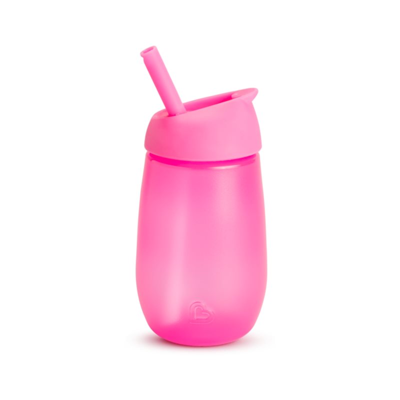 Munchkin Simple Clean дитяча пляшечка з трубочкою Pink 12 M+ 296 мл