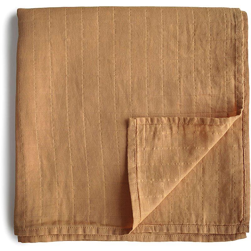 Mushie Muslin Swaddle Blanket Organic Cotton pólya Fall Yellow 120cm x 120cm 1 db