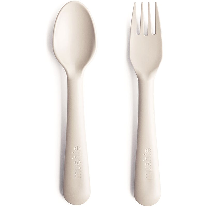 Mushie Fork and Spoon Set stalo įrankiai Ivory 2 vnt.