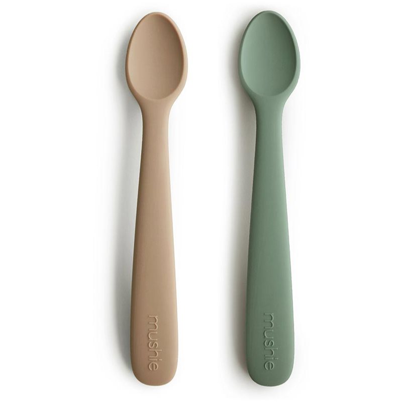 E-shop Mushie Silicone Feeding Spoons lžička Dried Thyme/Natural 2 ks