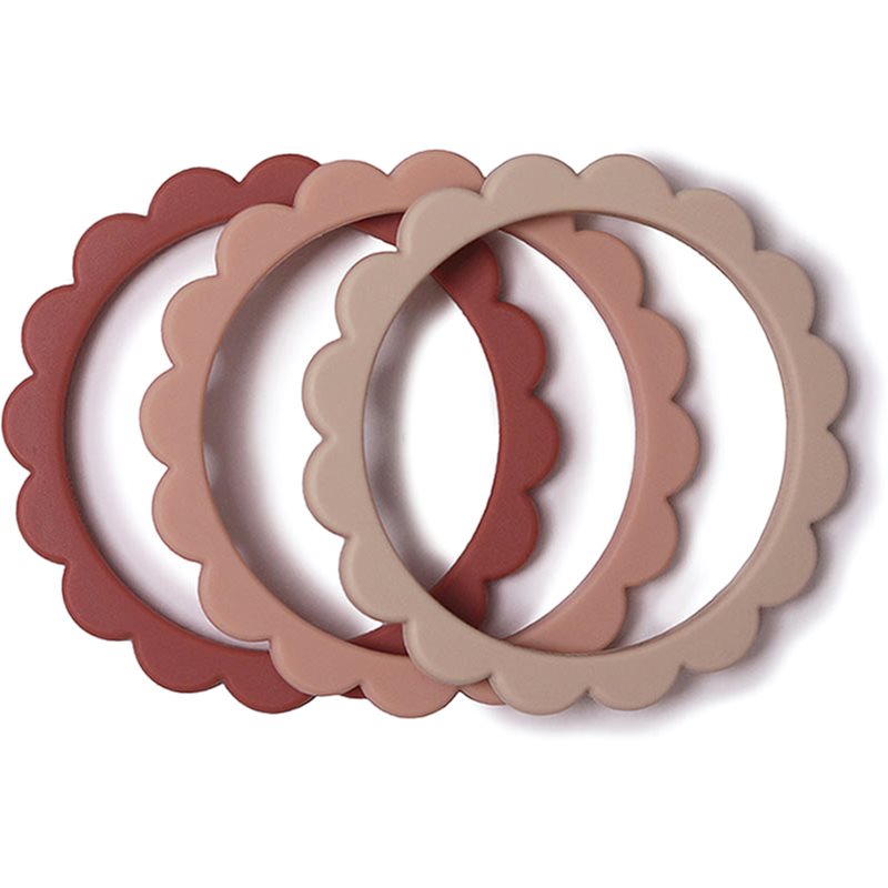 Mushie Flower Teething Bracelet прорізувач Rose/Blush/Shifting Sand 3 кс