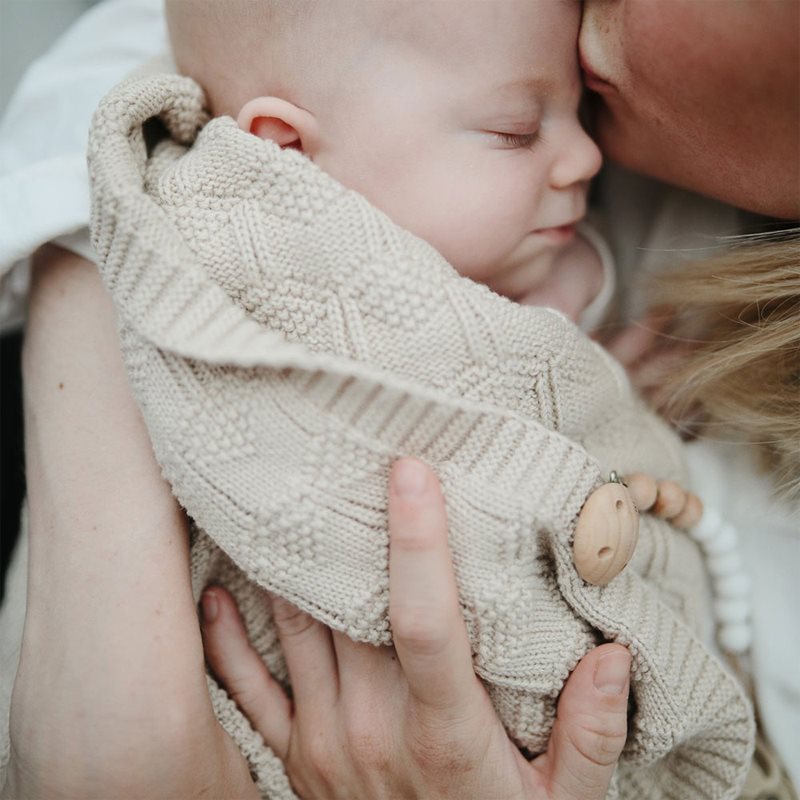 Mushie Knitted Pointelle Baby Blanket в'язаний плед для дітей Beige 80 X 100cm 1 кс