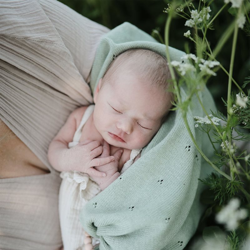 Mushie Knitted Pointelle Baby Blanket в'язаний плед для дітей Sage 80 X 100cm 1 кс