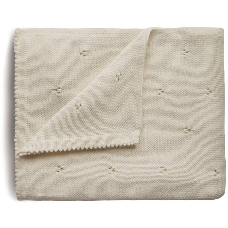 E-shop Mushie Knitted Pointelle Baby Blanket pletená deka pro děti Ivory 80 x 100cm 1 ks