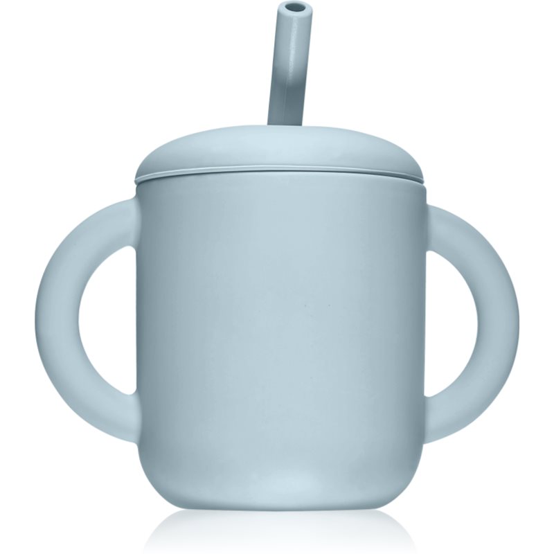 Mushie Training Cup With Straw Cup With Straw Powder-blue 175 Ml
