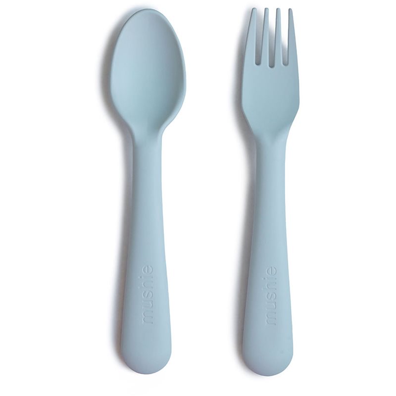 Mushie Fork and Spoon Set stalo įrankiai Powder Blue 2 vnt.
