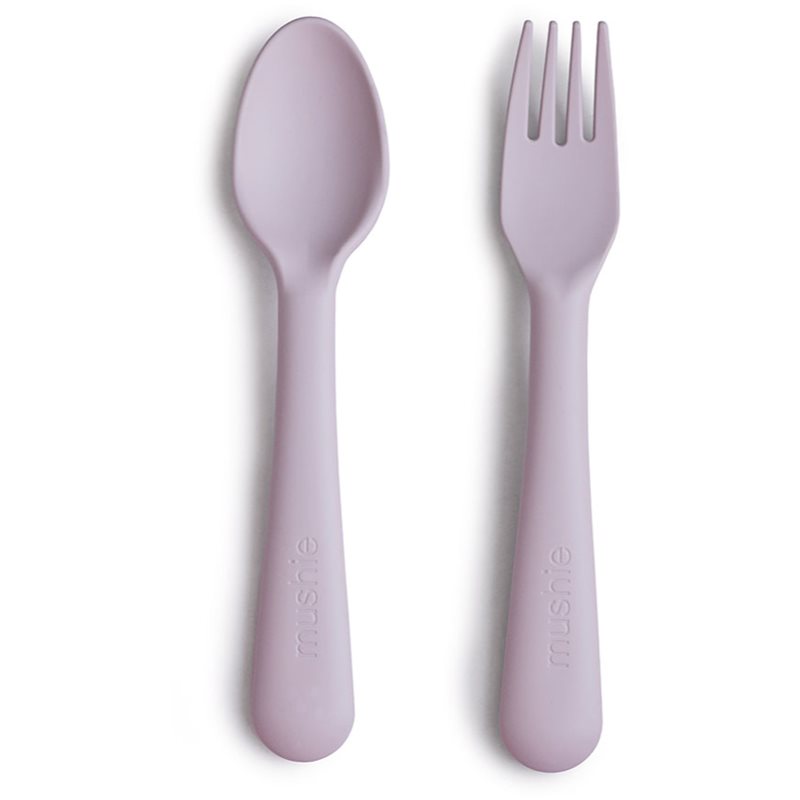 Mushie Fork and Spoon Set stalo įrankiai Soft Lilac 2 vnt.