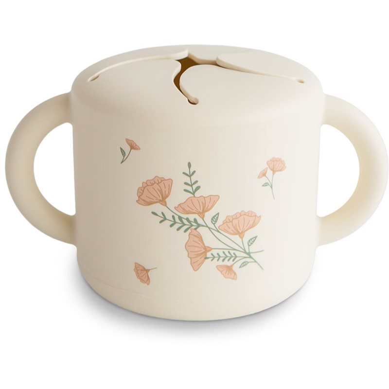 Mushie Baby Snack Cup hrnek na svačinku Pink Flowers 1 ks