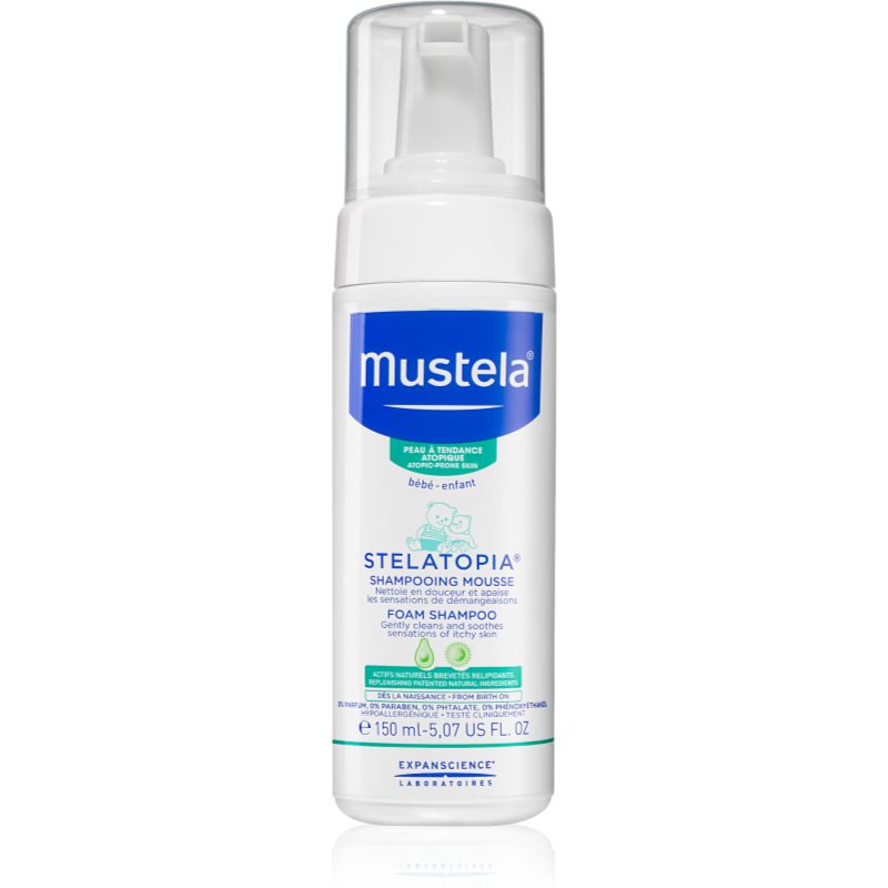 Mustela Bébé Stelatopia Foam Shampoo 150 ml šampón pre deti na citlivú pokožku hlavy