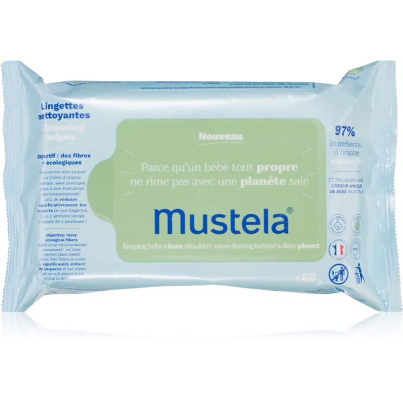 Mustela Mustela Bébé Cleansing Wipes υγρά μαντηλάκια καθαρισμού για παιδιά 60 τμχ