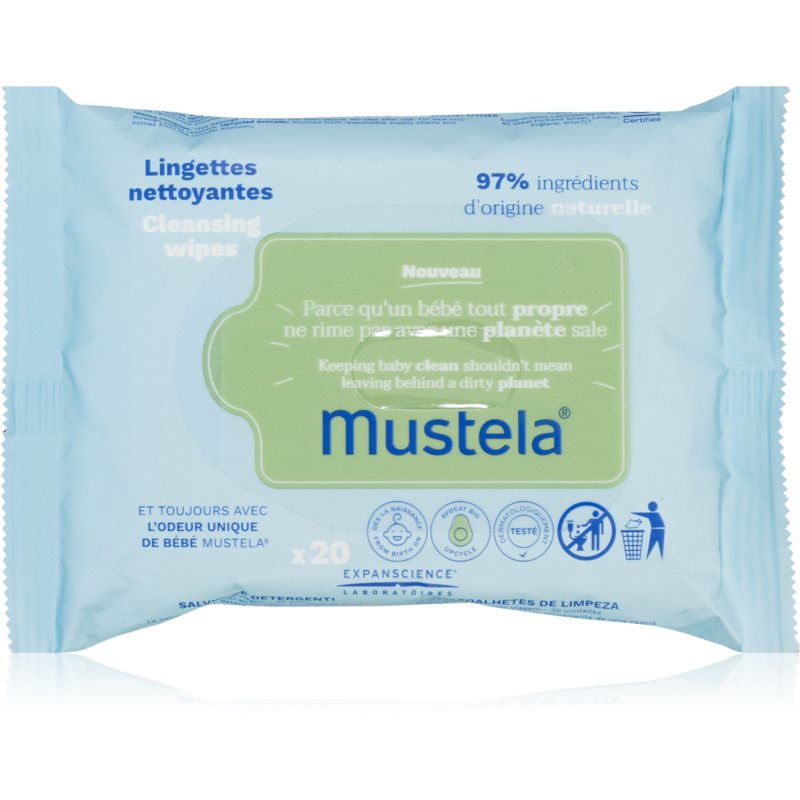 Mustela Bébé Cleansing Wipes вологі очищуючі серветки для дітей 20 кс