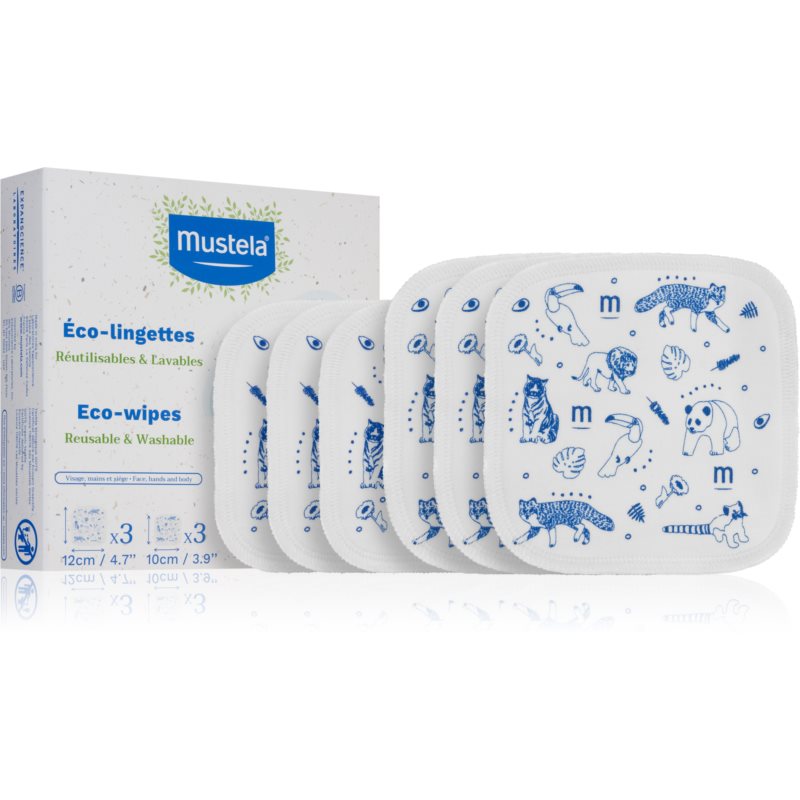 Mustela ECO Reusable & Washable Wipes очищуючі серветки для дітей від народження 6 кс