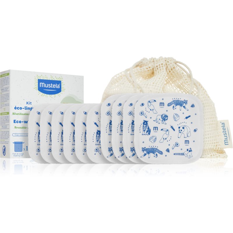 Mustela ECO Reusable & Washable Wipes čistiace utierky pre deti od narodenia 10 ks