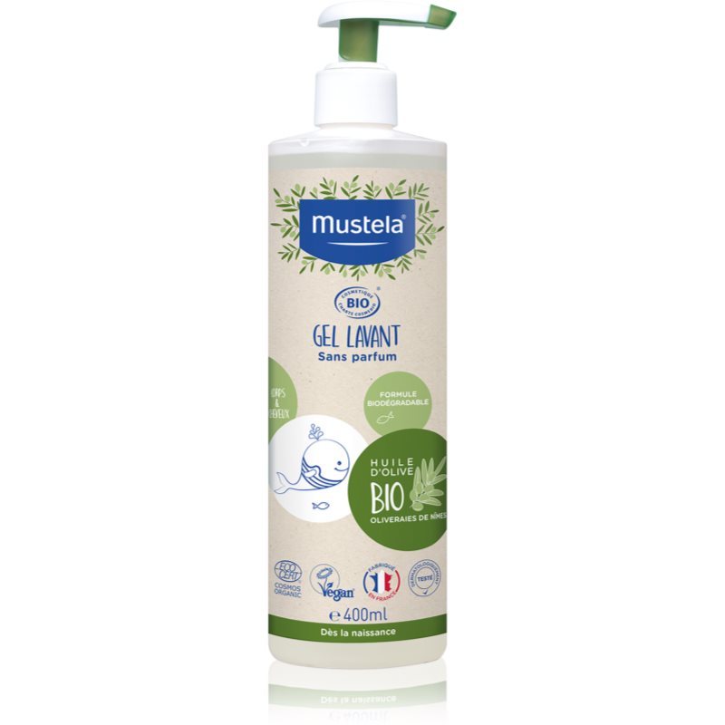 Mustela BIO cleansing gel for body and hair for children from birth 400 ml
