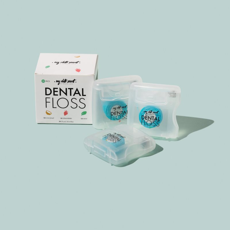 My White Secret Dental Floss Fil Dentaire Coconut, Mint, Strawberry 3 Pcs