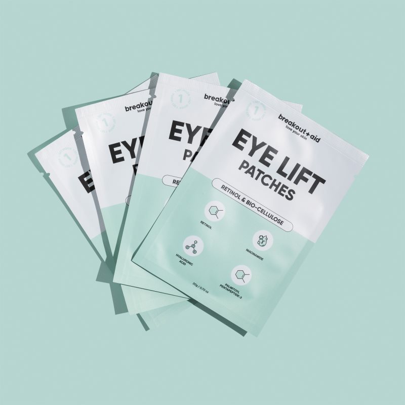 breakout + aid Eye Lift Patches anti-wrinkle undereye plaster with retinol 4 pc