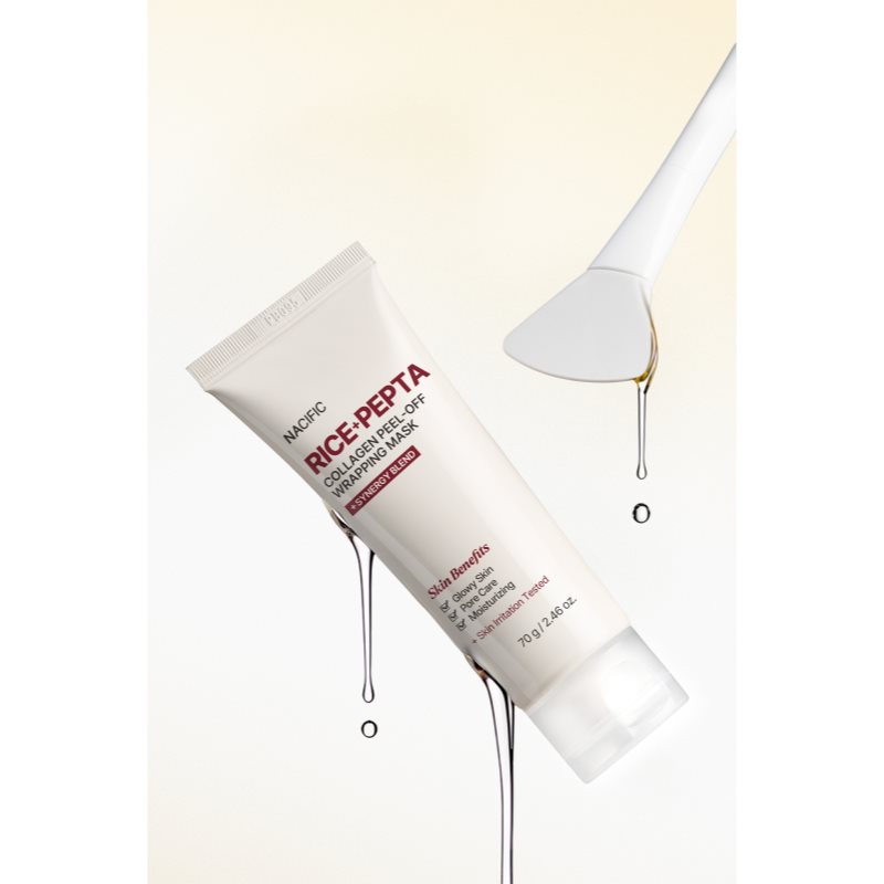 Nacific Rice + Pepta Collagen Peel-off Wrapping Mask feuchtigkeitsspendende Gesichtsmaske zum vereinheitlichen der Hauttöne 70 g (Bild 4)