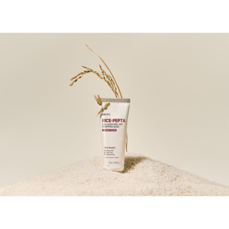 Nacific Rice + Pepta Collagen Peel-off Wrapping Mask feuchtigkeitsspendende Gesichtsmaske zum vereinheitlichen der Hauttöne 70 g (Bild 5)