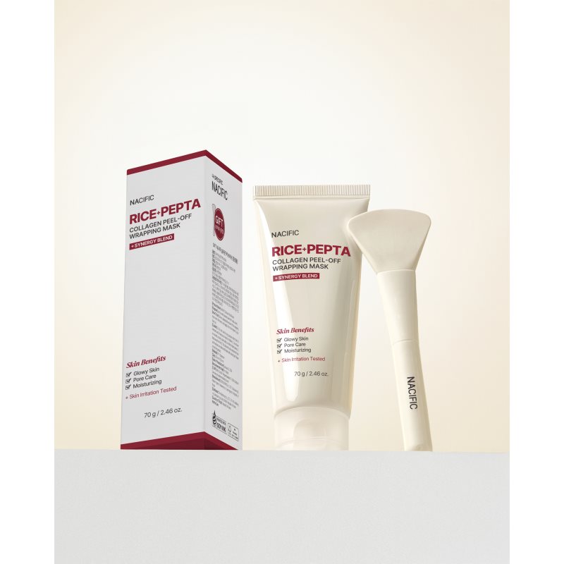 Nacific Rice + Pepta Collagen Peel-off Wrapping Mask feuchtigkeitsspendende Gesichtsmaske zum vereinheitlichen der Hauttöne 70 g (Bild 9)
