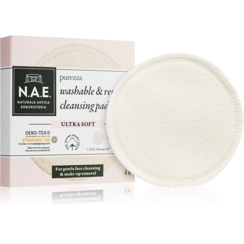 N.A.E. Purezza Cotton Pads For Makeup Removal And Skin Cleansing 4 Pc