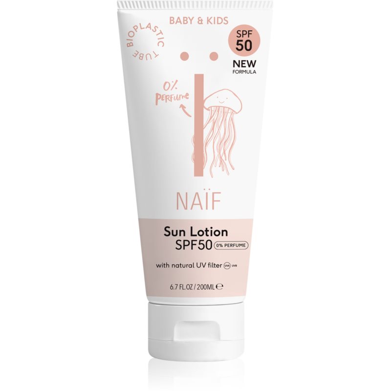 Naif Baby & Kids Sun Lotion SPF 50 крем для засмаги без ароматизатора для дітей від народження SPF 50 200 мл