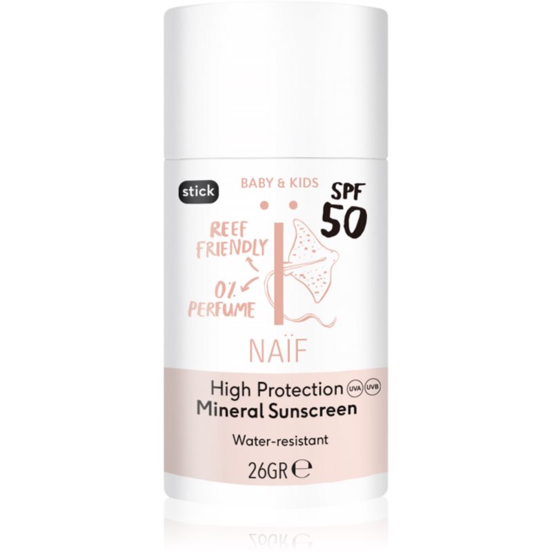 

Naif Baby & Kids Mineral Sunscreen SPF 50 мінеральний захисний засіб для чутливих місць для дітей від народження не ароматизовано