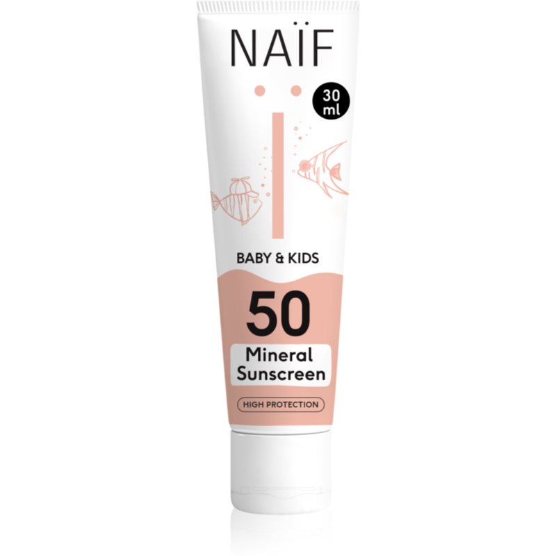 Naif Baby & Kids Mineral Sunscreen SPF 50 Skyddande solkräm för spädbarn och barn 30 ml unisex