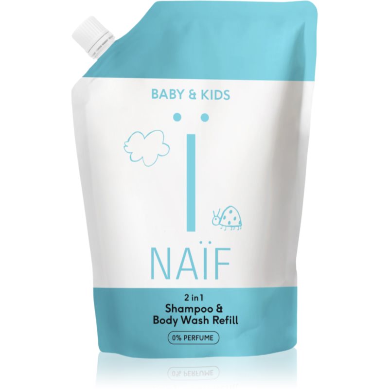 Naif Baby & Kids 2-in-1 detský umývací gél a šampón bez parfumácie Reffil 500 ml