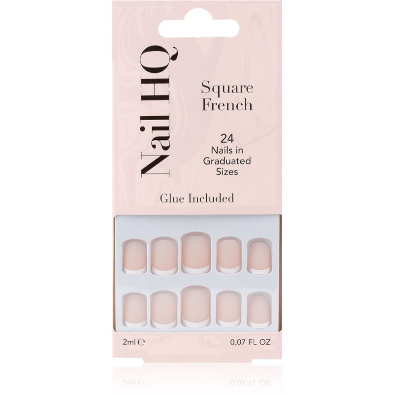 Nail HQ Nail HQ Square French Ψεύτικα νύχια 24 τμχ