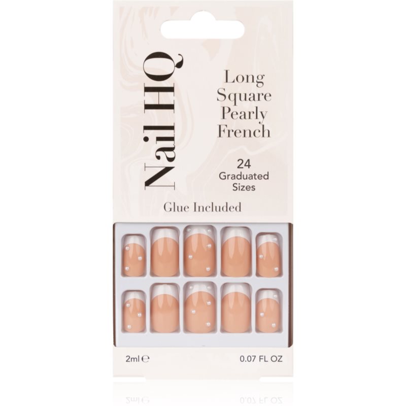 Nail HQ Long Square künstliche Fingernägel Pearly French 24 St.