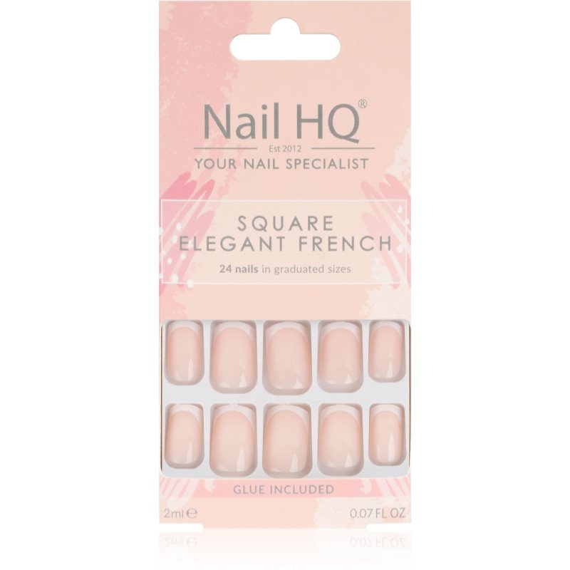 Nail HQ Square накладні нігті Elegant French 24 кс