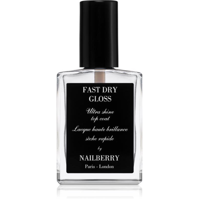 NAILBERRY Fast Dry Gloss Ultra Shine Top Coat rychleschnoucí vrchní lak na nehty 15 ml